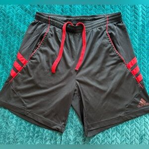 Adidas Black Clima Cool Athletic Shorts with Red Accents
